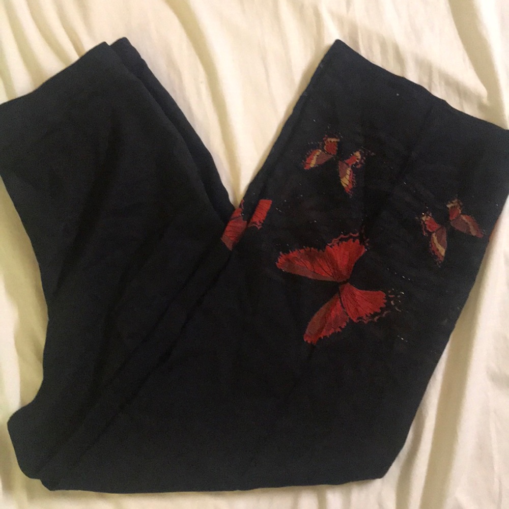 🦋 Black Butterfly Pants with Pockets 🦋